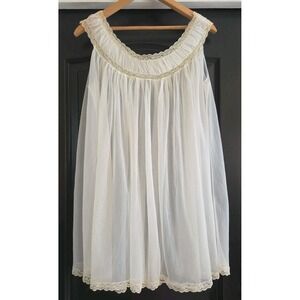BABYDOLL Sheer Gown CHIFFON Sweep Lace LINGERIE Nightie Dress Fuventa France Vtg